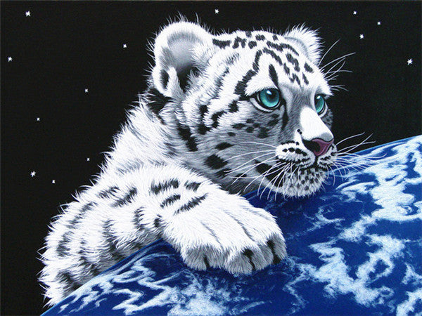 Univers et Tigre | Kits complets de peinture au diamant rond 