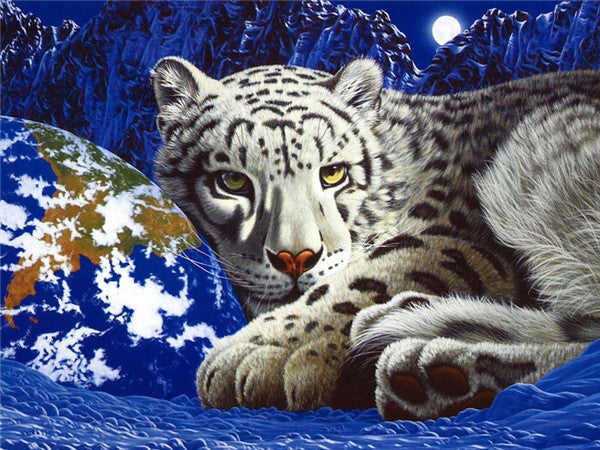 Univers et Tigre | Kits complets de peinture au diamant rond 