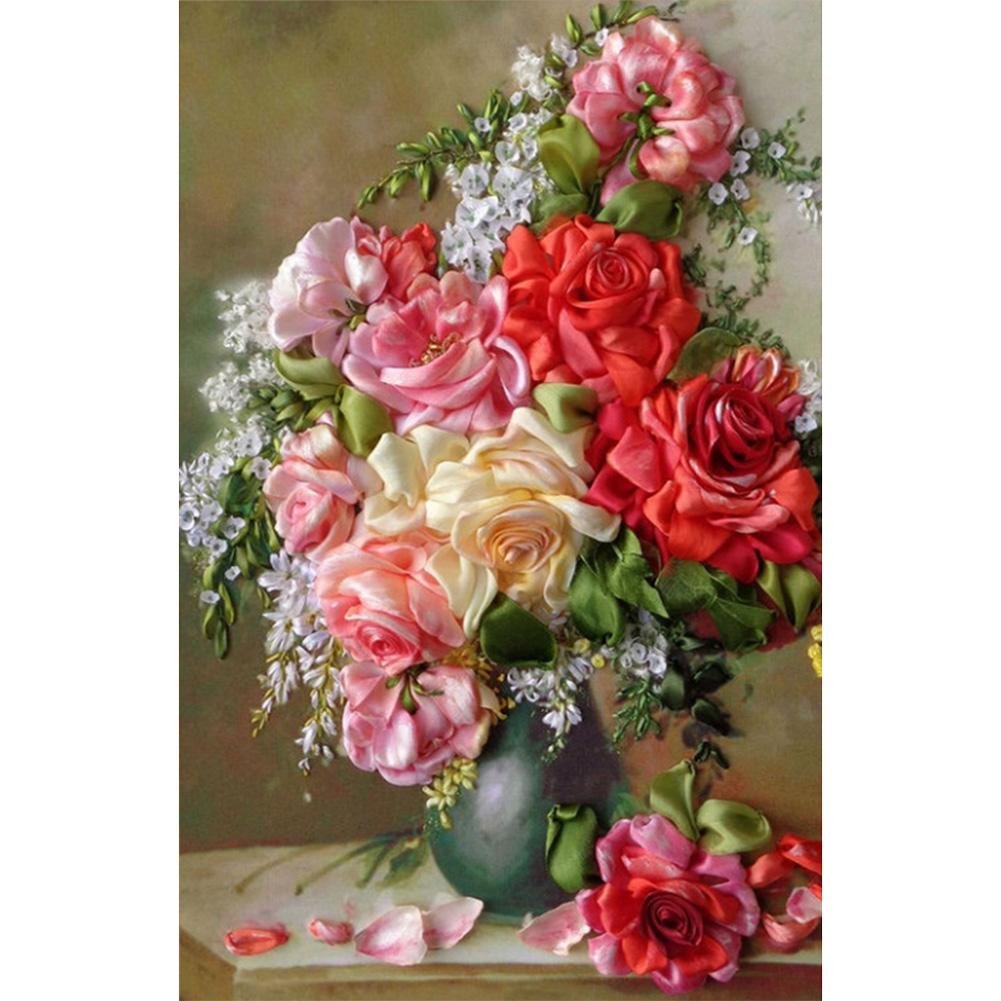 vase à fleurs | Kits complets de peinture diamant rond/carré (40x60cm)