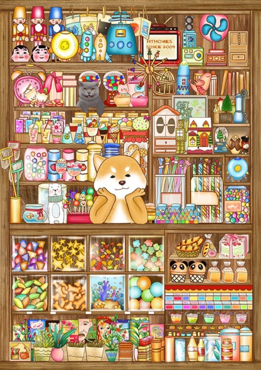 Dog's grocery store | Full Round/Square Diamond Painting Kits | 40x60cm | 50x70cm