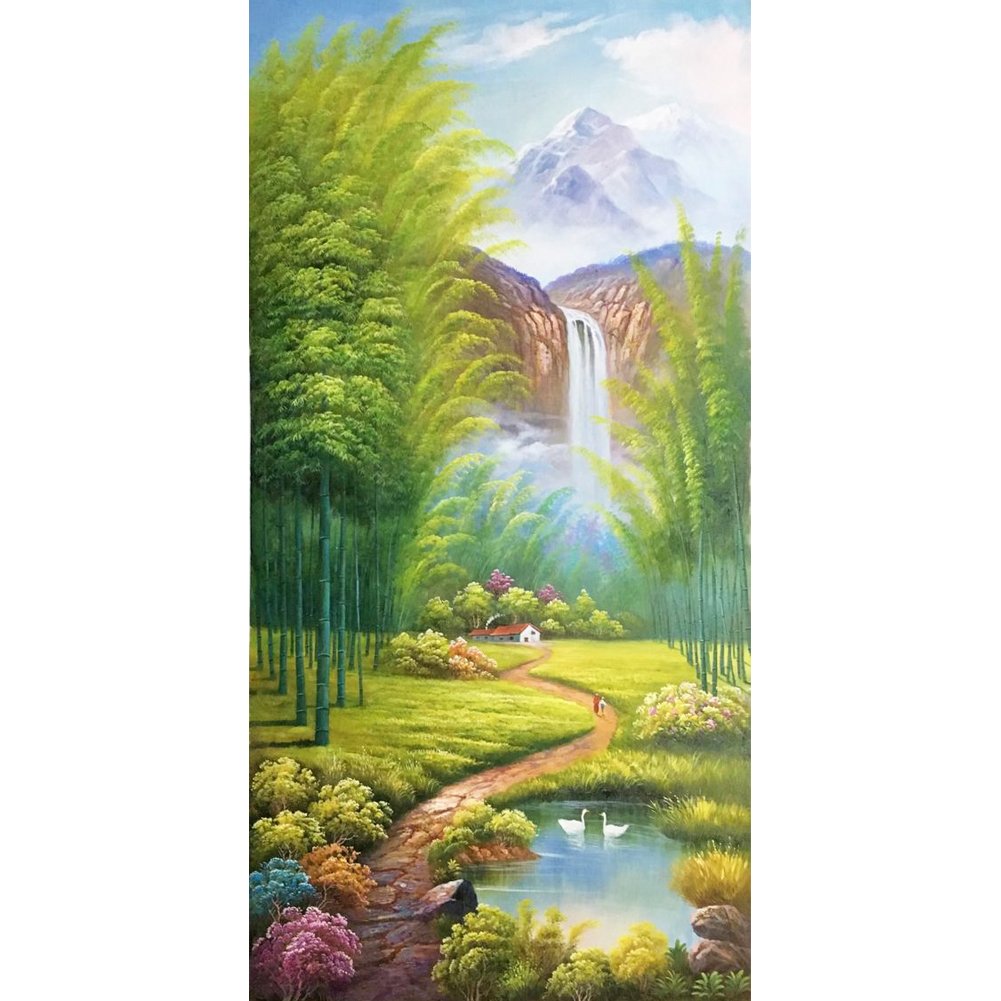 Forest Waterfall | Full Round/Square Diamond Painting Kits | 40x80cm | 50x100cm