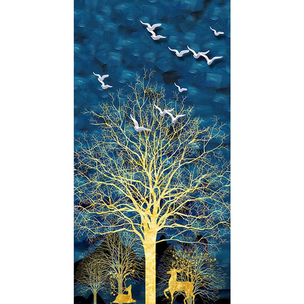 Arbre | Kits complets de peinture diamant rond/carré | 40x80cm | 50x100cm