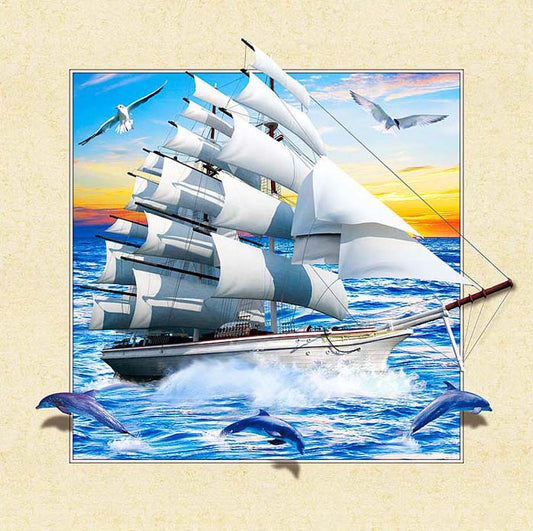 Segelboot | Vollständige Runde/Quadratische Diamond Painting Kits | 30x30-50x50cm