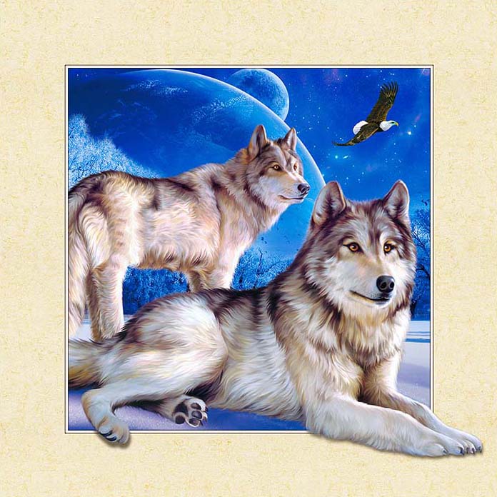 Wolf | Vollständige Runde/Quadratische Diamond Painting Kits | 30x30-50x50cm