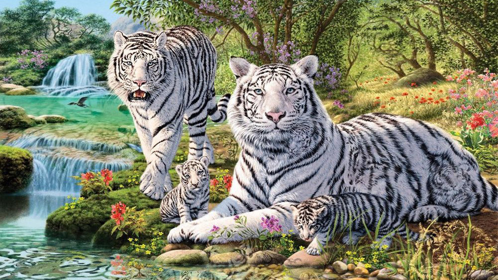 Tigre | Kits complets de peinture diamant rond/carré | 40x80cm | 50x100cm