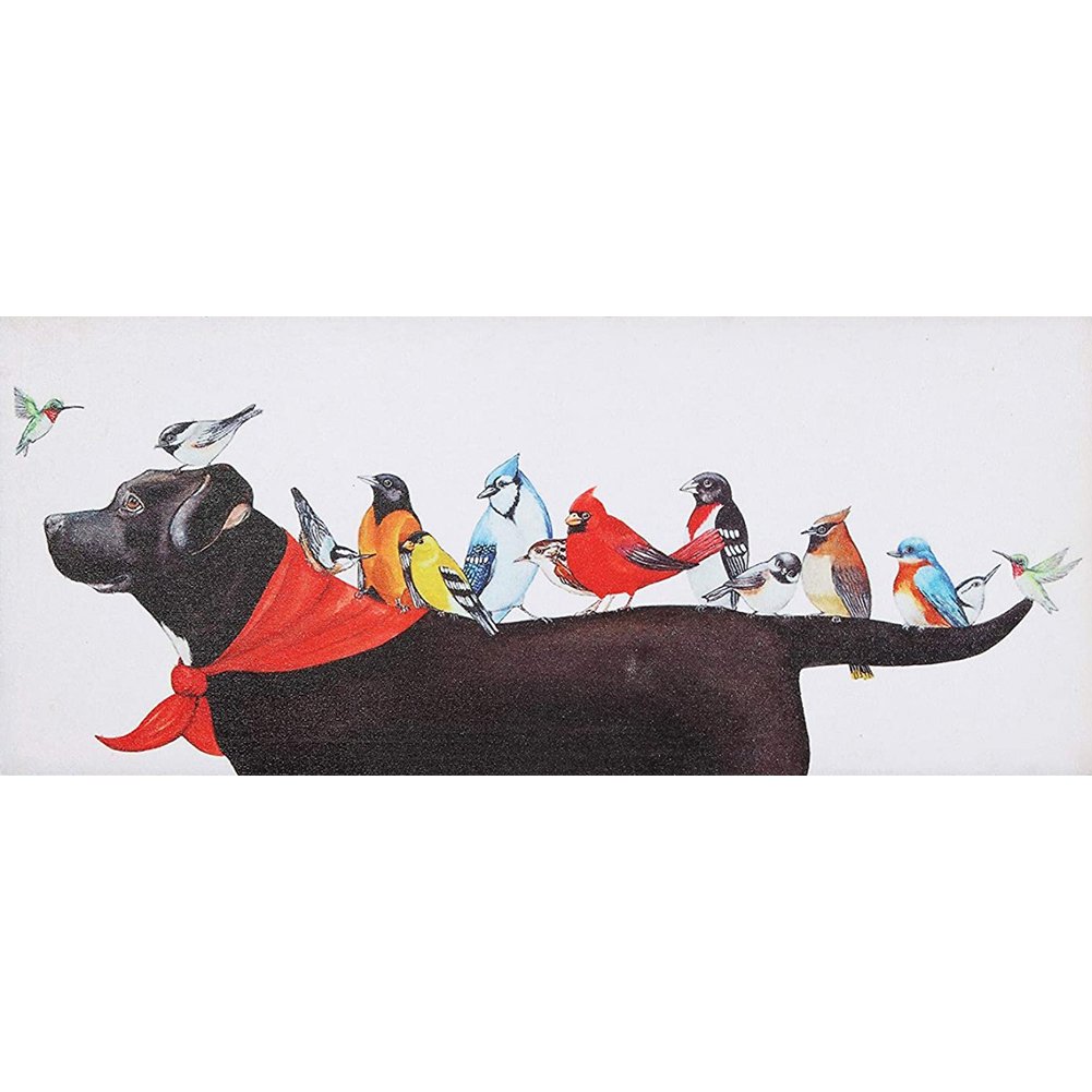 Chien avec oiseau | Kits complets de peinture diamant rond/carré | 30x90cm