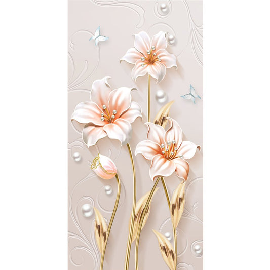 Fleur | Kits complets de peinture diamant rond/carré | 40x80cm