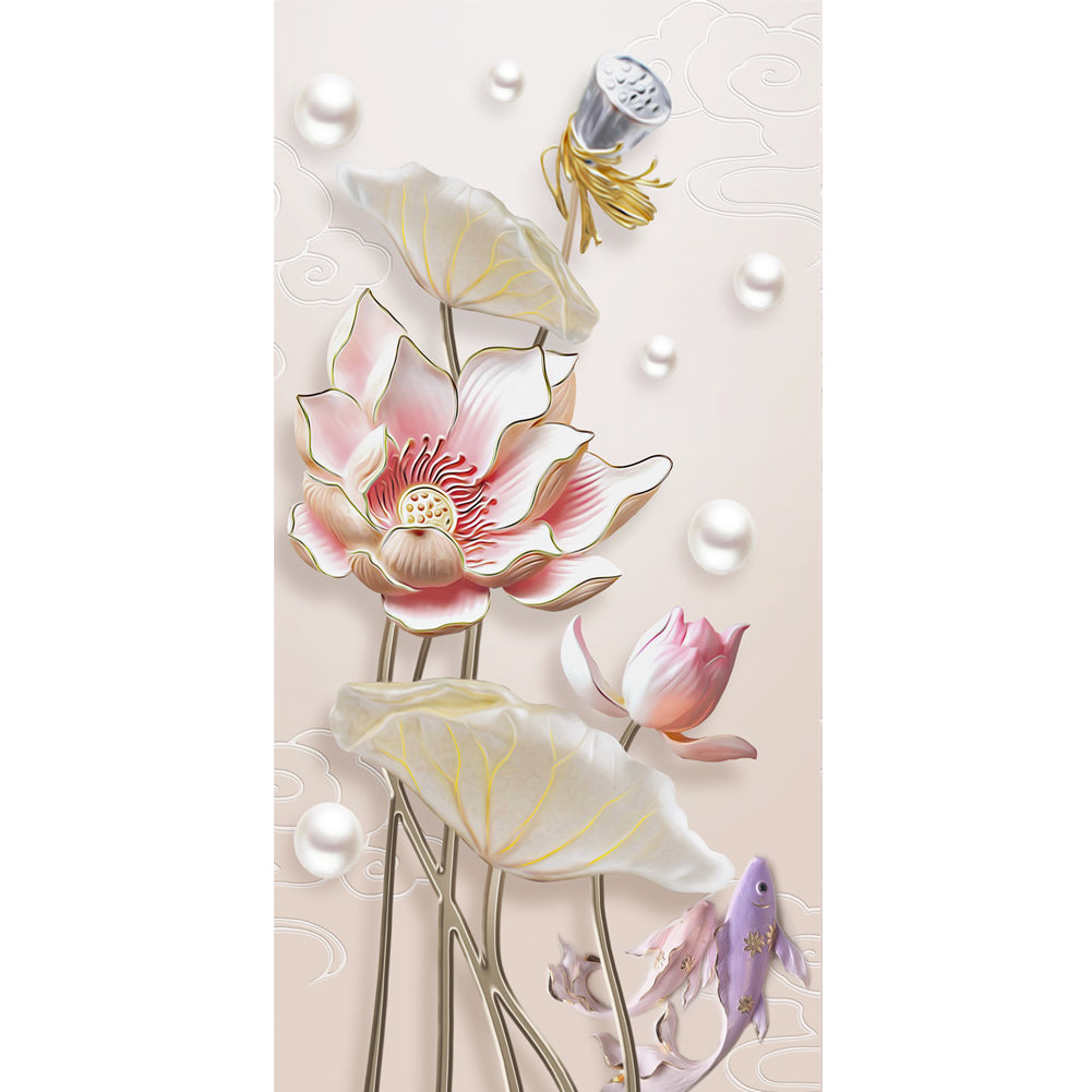 Fleur | Kits complets de peinture diamant rond/carré | 40x80cm