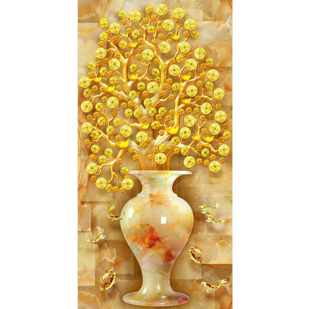 Arbre d'argent | Kits complets de peinture diamant rond/carré | 40x80cm | 50x100cm