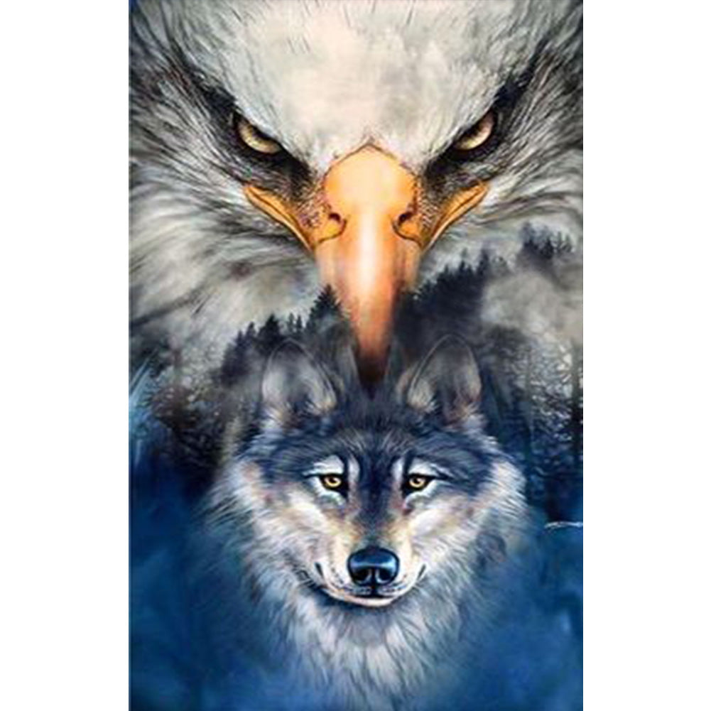 Eagle Wolf | Full Round/Square Diamond Painting Kits | 40x60cm