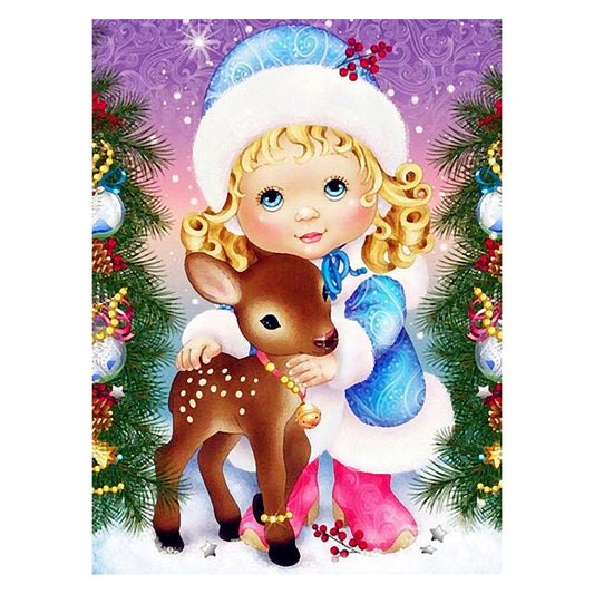 Christmas Girl | Full Round Diamond Painting Kits