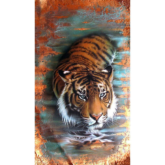 Tigre | Kits complets de peinture diamant rond/carré | 40x70cm | 50x80cm