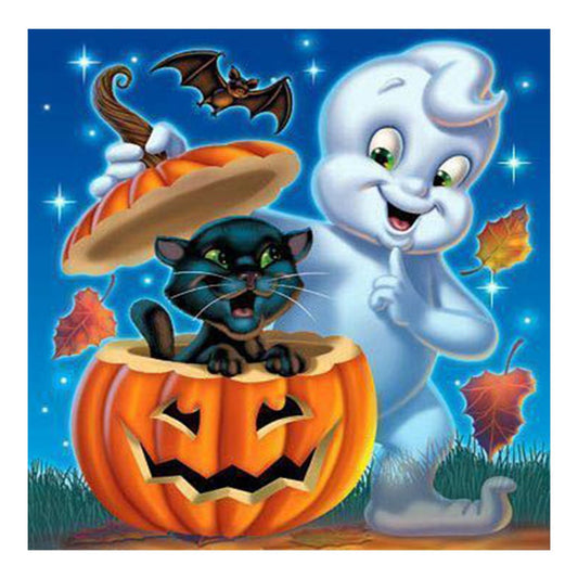 Halloween-Kürbis | Vollständige runde Diamond Painting Kits | 30x30cm | 40x40cm 