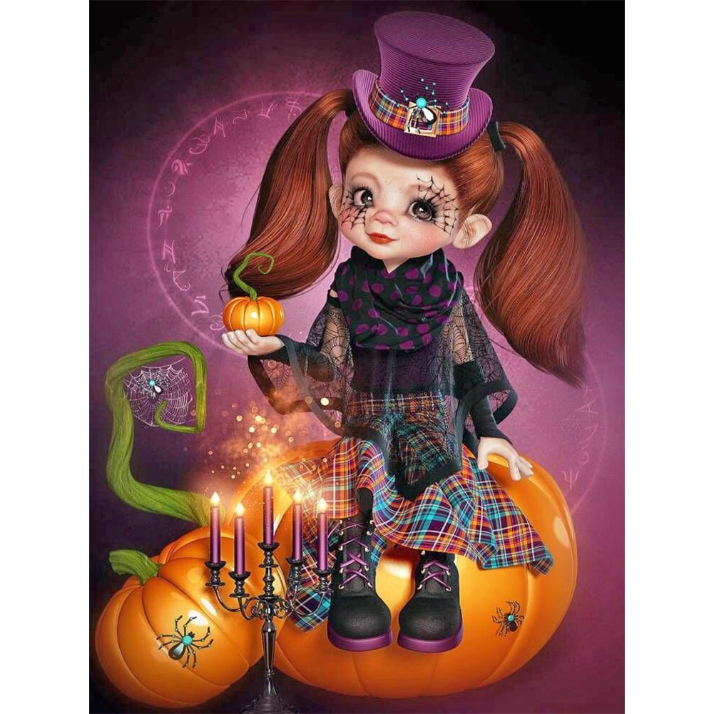 Poupée d'Halloween | Kits complets de peinture diamant rond/carré | 40x50cm-50x70cm