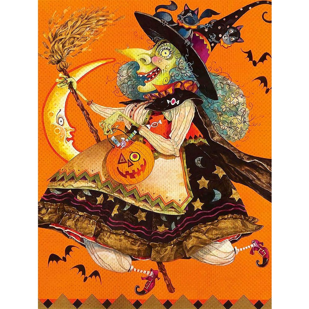 Halloween Witch | Full Round/Square Diamond Painting Kits | 40x50cm-50x70cm