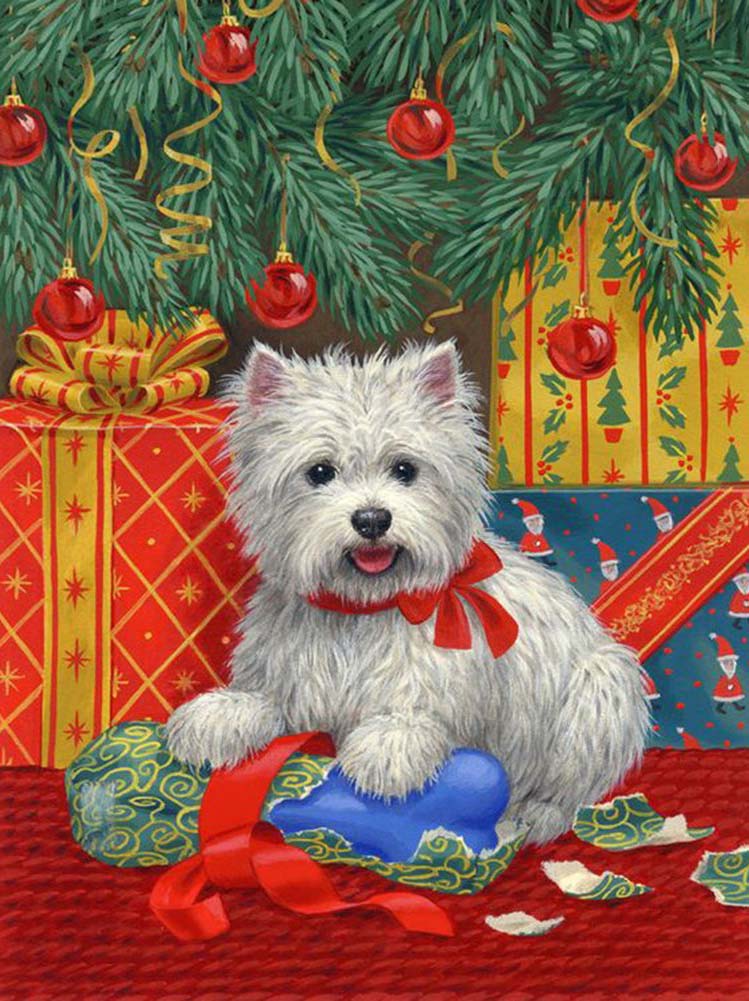 Christmas Dog | Full Round/Square Diamond Painting Kits