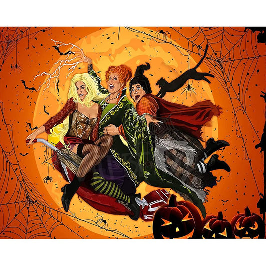 Sorcière d'Halloween | Kits complets de peinture au diamant rond/carré