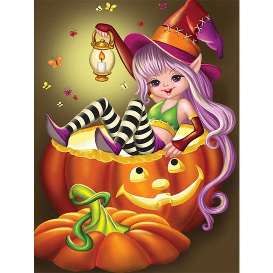 Fille d'Halloween | Kits complets de peinture au diamant rond/carré