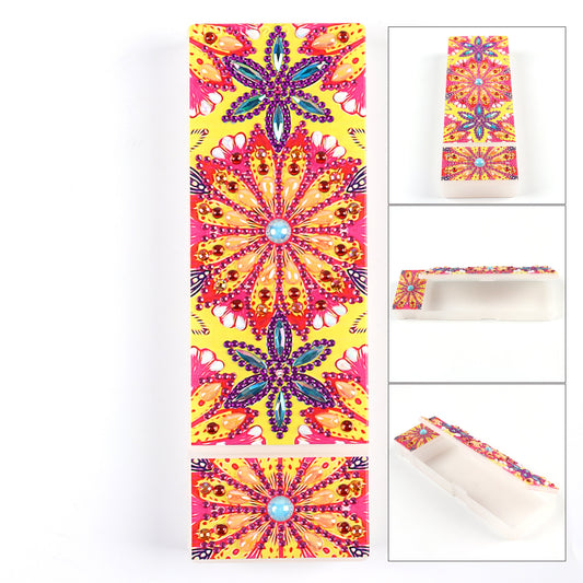 DIY special-shaped diamond painting 2 grid pencil case | Yellow daisy | storage box gift