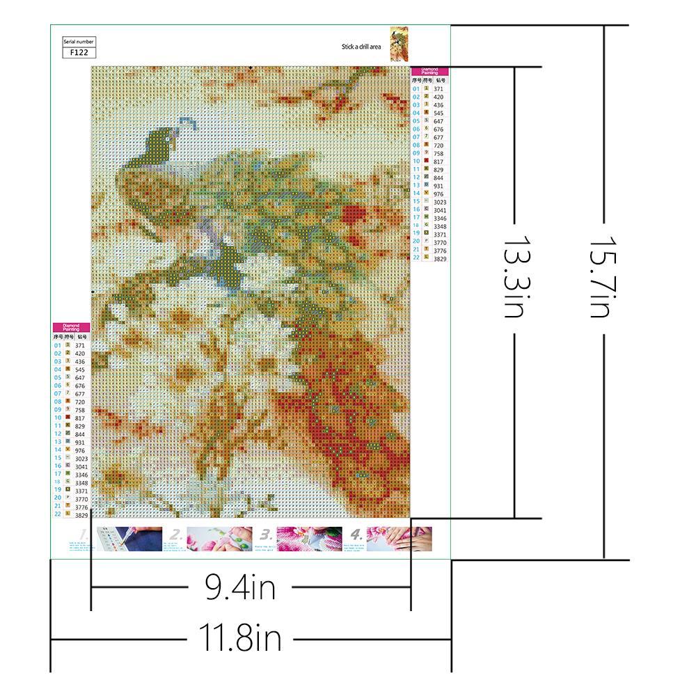 Paon | Kits de peinture au diamant carré complet 
