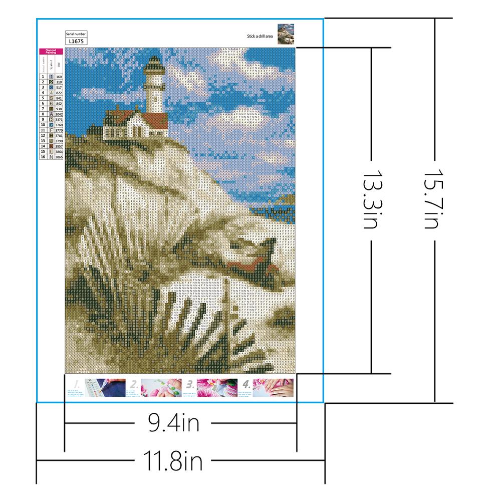 Seascape Lighthouse Scenery | Full Round Diamond Painting Kits