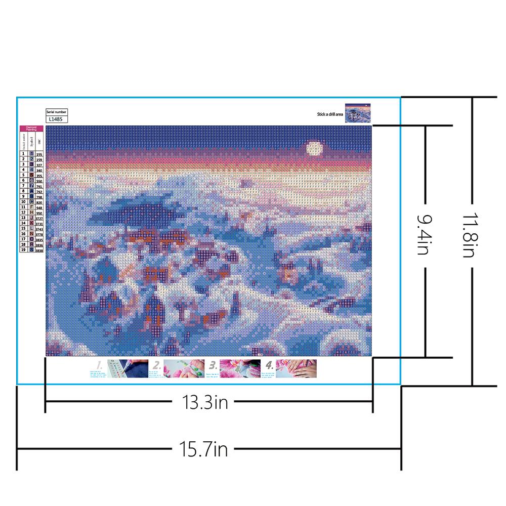 Le paysage de neige | Kits complets de peinture au diamant rond 