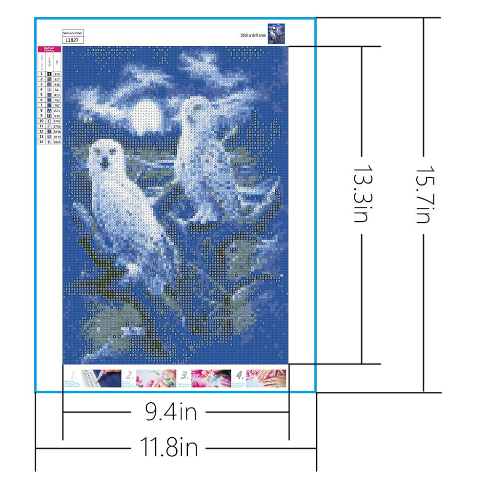 The Snowy Night Owl  | Full Round Diamond Painting Kits