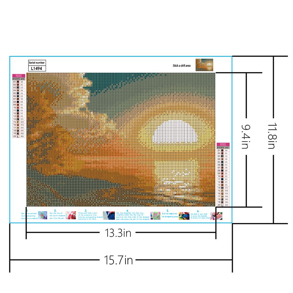 Coucher de soleil au bord de la mer | Kits complets de peinture au diamant rond 