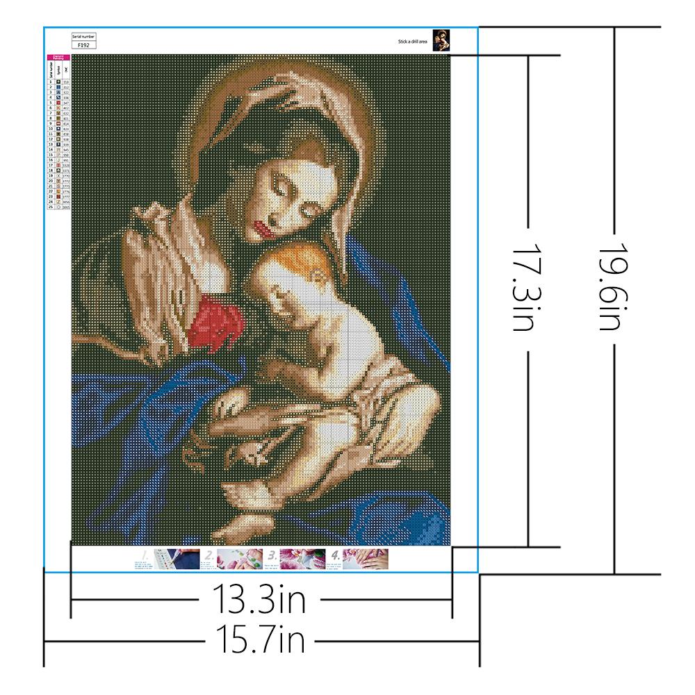 Vierge tenant Jésus | Kits de peinture au diamant carré complet