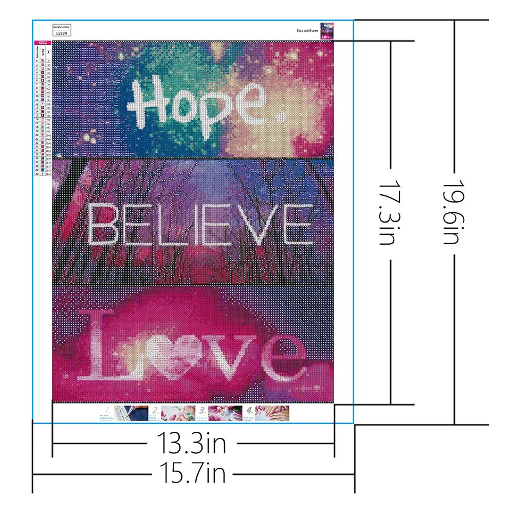 Hope Believe Love   | Full Round Diamond Painting Kits