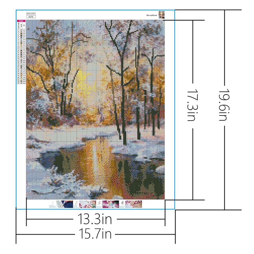 Schnee-Baum-Landschaft | Full Square Diamond Painting Kits