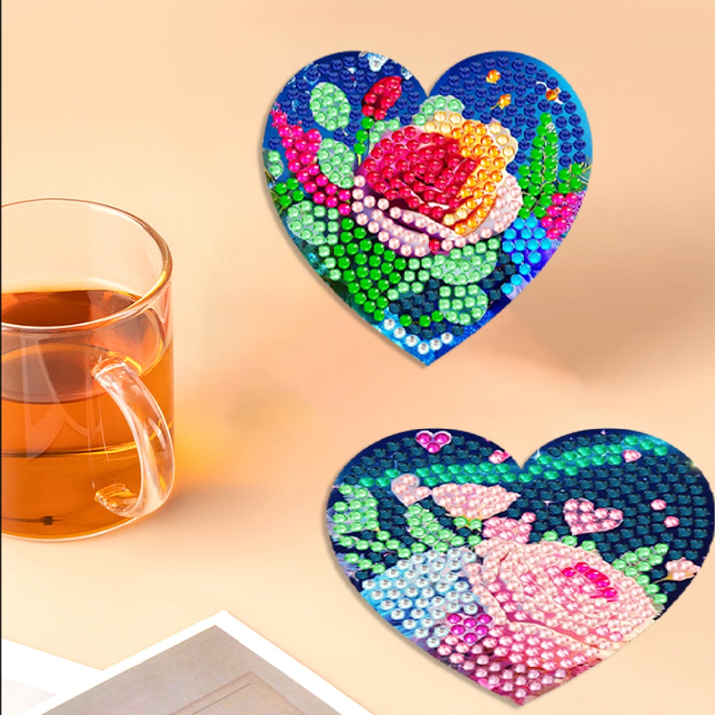 8 pcs set DIY Special Shaped Diamond Painting Coaster  | love（no holder）