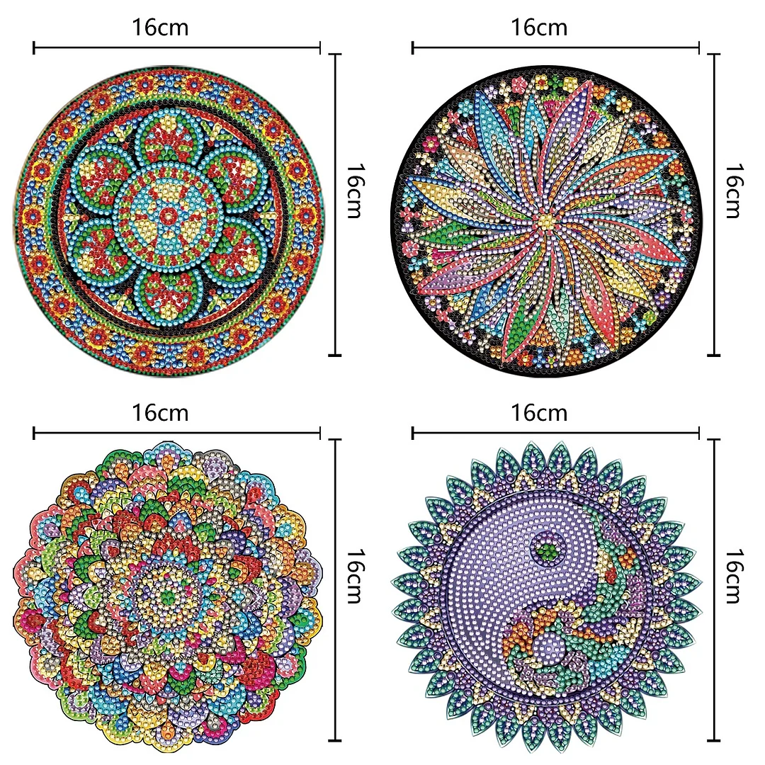 4PCS Diamond Painting Placemats Insulated Dish Mats | Mandala