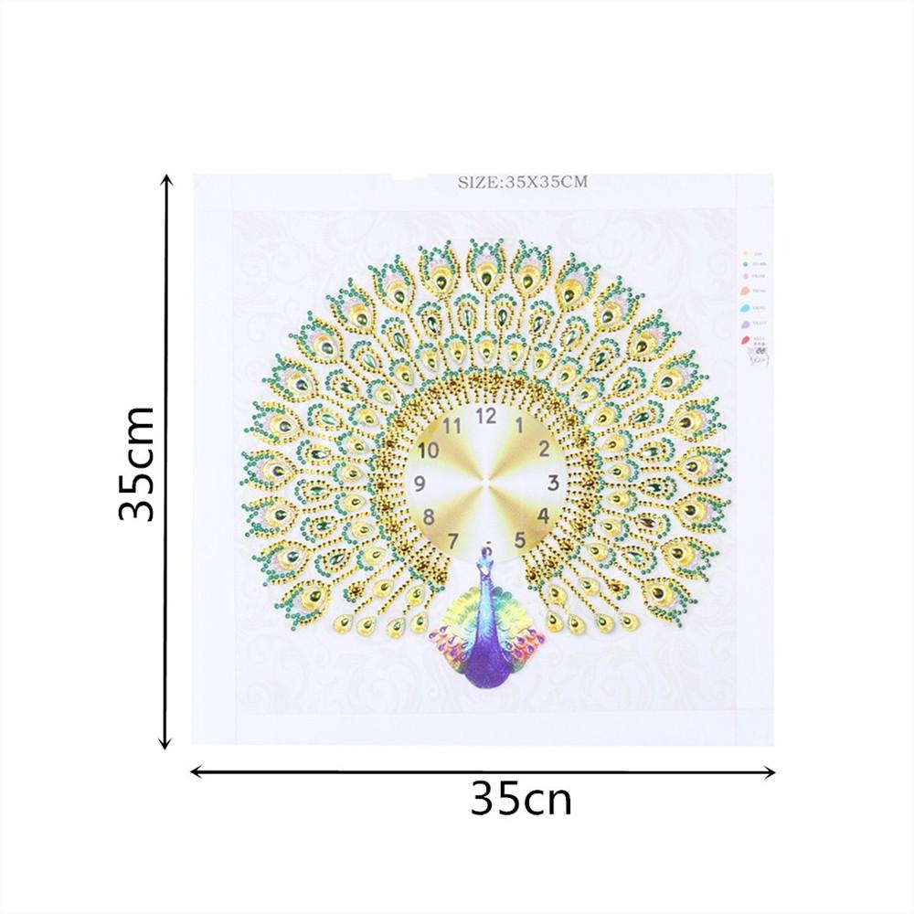 peacock clock | Crystal Rhinestone  | Full Round Diamond Painting Kit