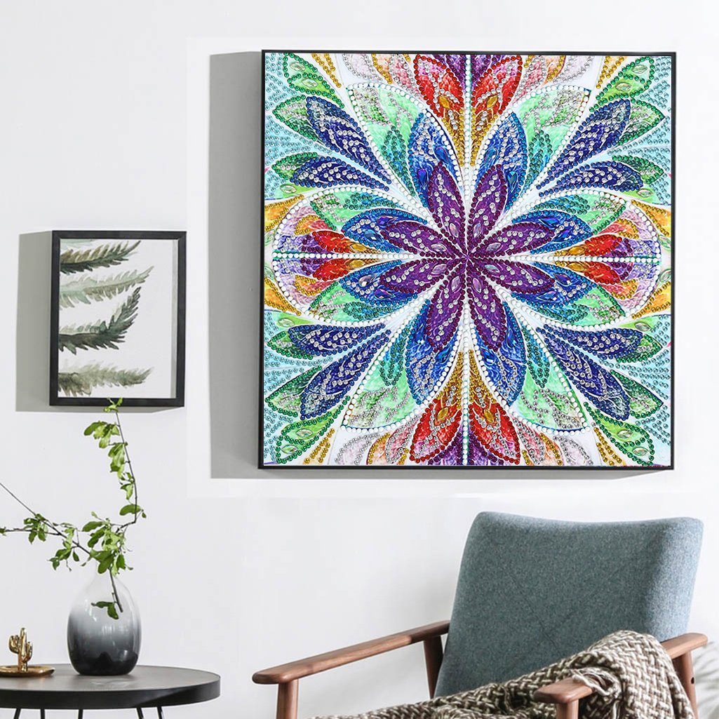 Abstrakte Kunst-Mandala-Blume | Leuchtende Diamant-Malkits 