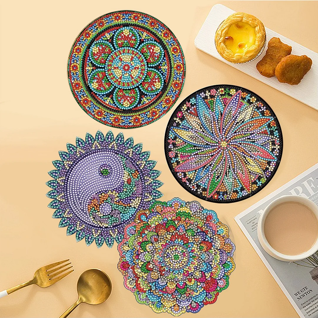 4PCS Diamond Painting Placemats Insulated Dish Mats | Mandala