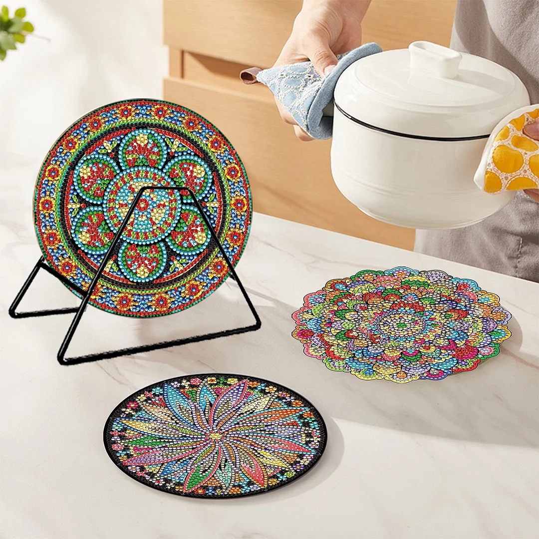 4PCS Diamond Painting Placemats Insulated Dish Mats | Mandala