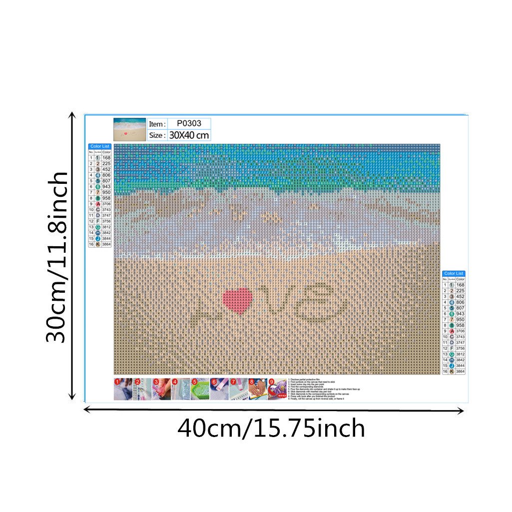 L'amour de la plage | Kits complets de peinture au diamant rond