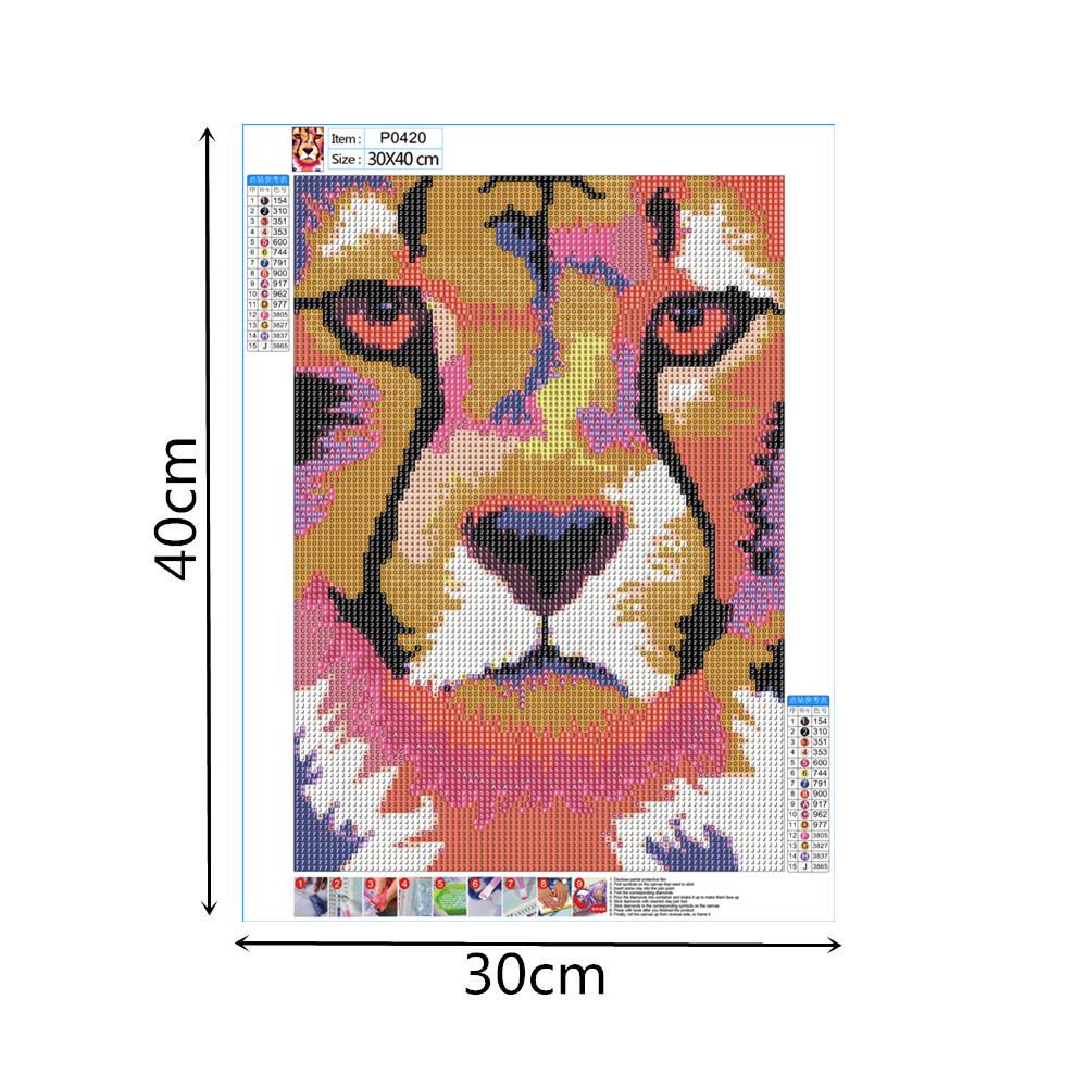 lion | Kits complets de peinture au diamant rond 