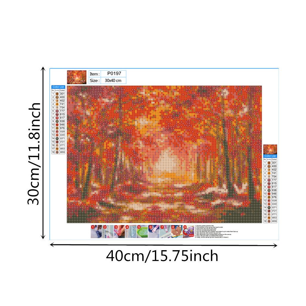 paysage forestier | Kits complets de peinture au diamant rond