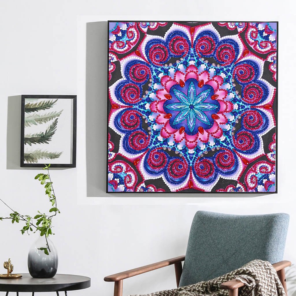 Abstrakte Kunst-Mandala-Blume | Leuchtende Diamant-Malkits 