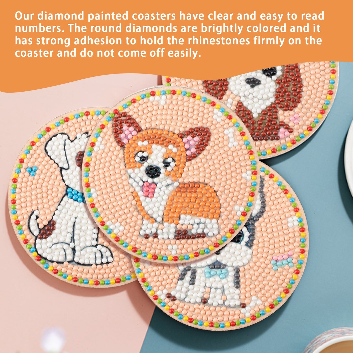 8 pcs set DIY Special Shaped Diamond Painting Coaster | Dog