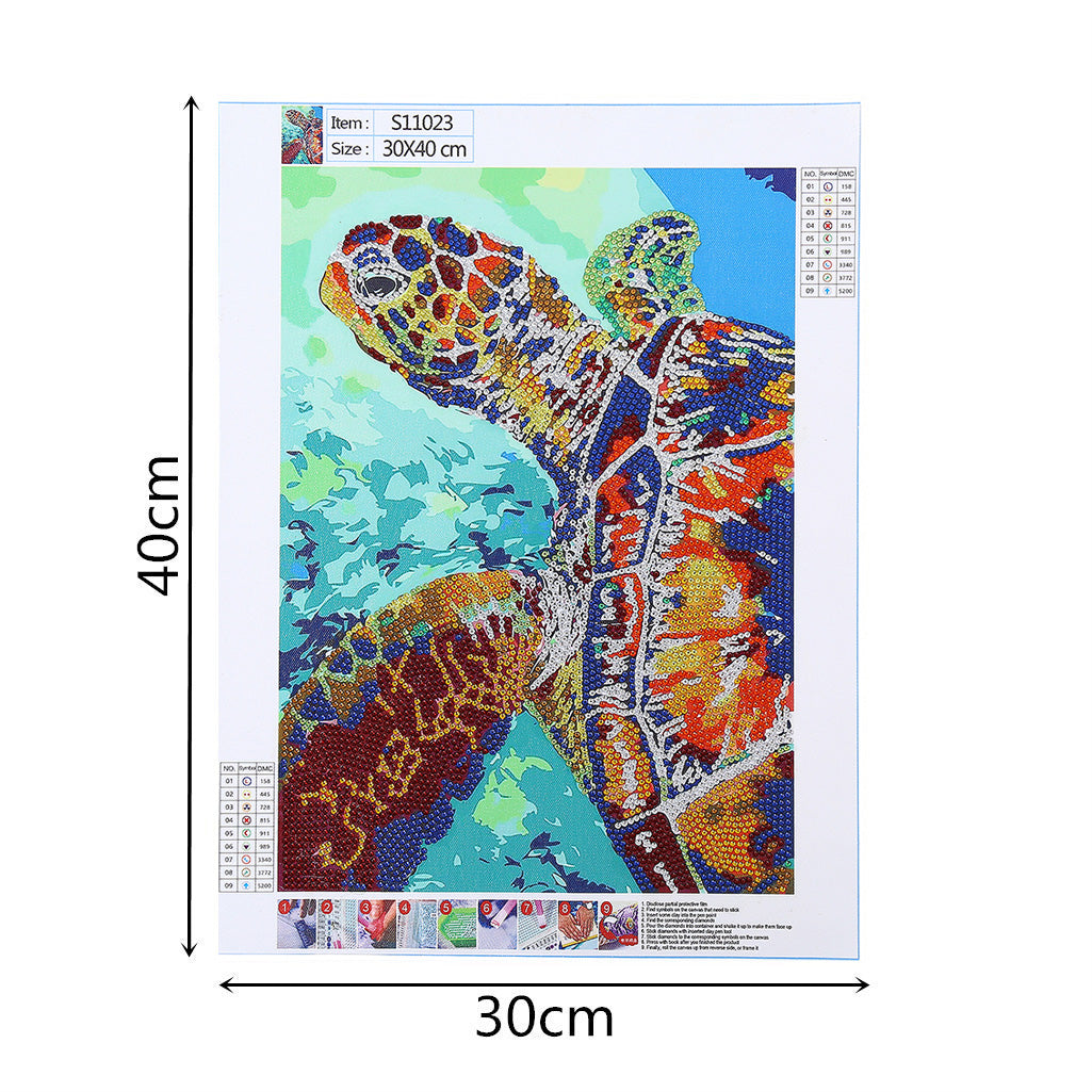 Tortue de mer | Kits de peinture au diamant de forme spéciale 