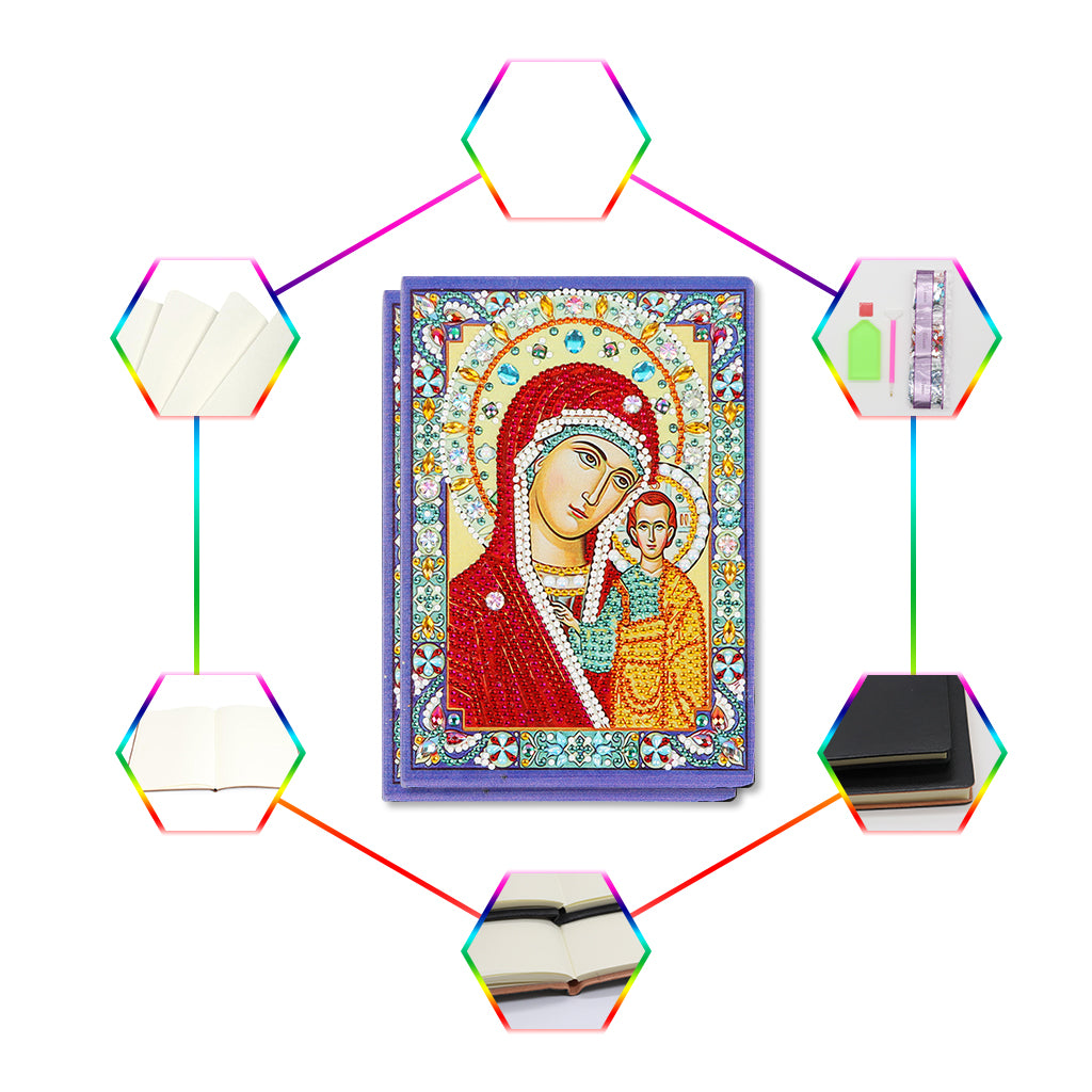 A5 5D Notebook DIY Part Special Shape Rhinestone Diary Book | Virgin Mary