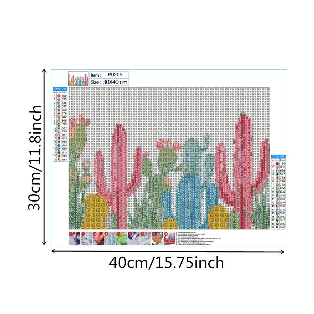 Cactus | Kits complets de peinture au diamant rond