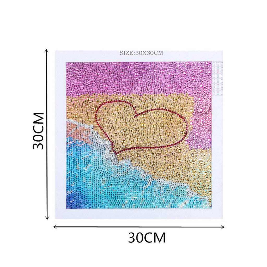 Coeur Bord de mer | Kits de peinture diamant strass cristal 