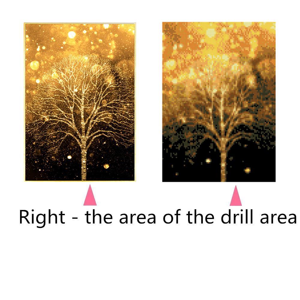 Goldener Baum | Vollständige runde Diamant-Malkits