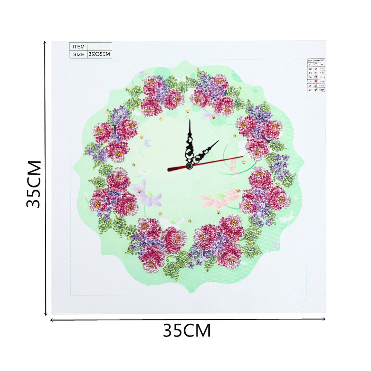 Horloge fleurie | Kits de peinture au diamant de forme spéciale 