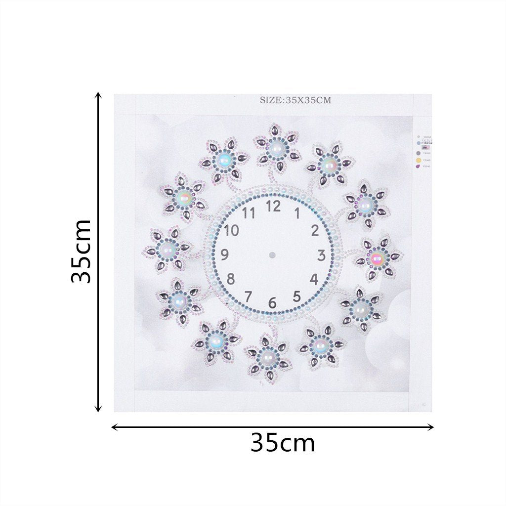 Blumenuhr | Kristall Strass | Vollständige runde Diamant-Malkits