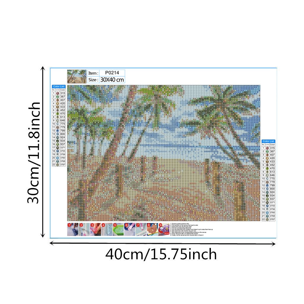 Plage de sable | Kit complet de peinture diamant rond cactus